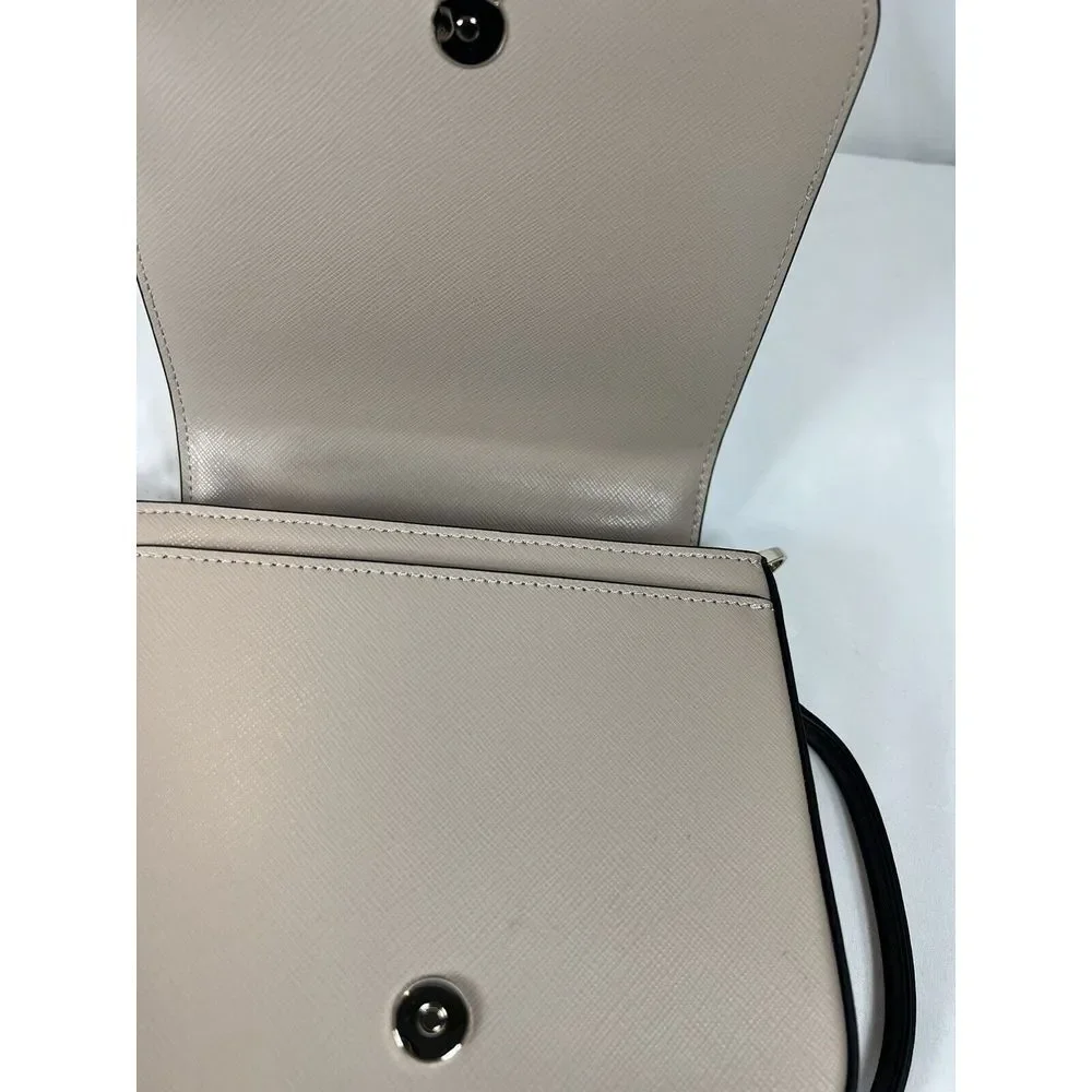Kate Spade New York STACI SQUARE CROSSBODY EUC Warm‎ Beige Black Ivory